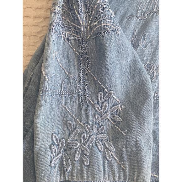 Graff by Um Company Womens Vintage Denim Embroidered Beaded Buttoned Shirt Sz PL - Picture 13 of 15